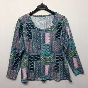 Denim & Co. Canyon Retreat Women Blouse Top Shirt Size 1X Long Sleeve B309 -29